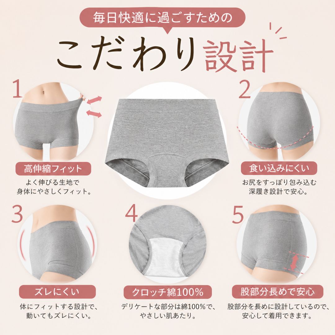 レディース ボクサーショーツ 深ばき 綿混 一分丈 食い込みにくい 女性用下着